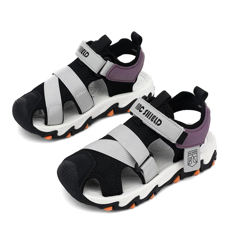 Knit Fabric Children Shoes Boy Sandals Rubber Sole Anti-slip Kids Beach Water Shoes Summer Casual Sports Sandals for Boy Sneaker