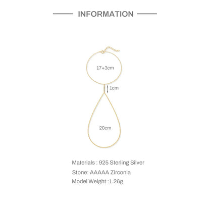 Dainty 5A Zircon Finger Ring Chain Bracelets Flower High Carbon Bracelet for Women Girl Adjustable s925 Silver Jewelry Gift