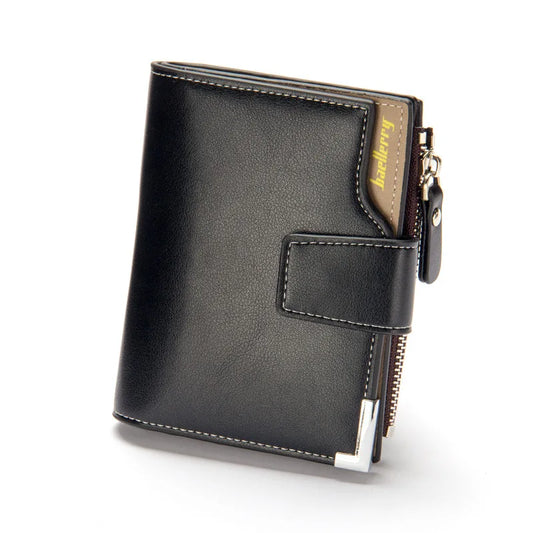 Portefeuille court multifonctionnel pour homme avec poche zippée pour la monnaie sur le côté, accessoire tendance pour homme, portefeuille décontracté pour homme d'affaires, cadeau simple et élégant pour homme