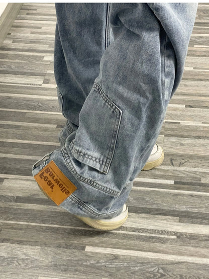 Casual jeans reversible pants ins fashion American retro Y2K loose high waist jeans women street clothing loose trousers pants