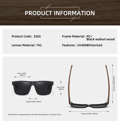 New Arrivals Black Wooden Polarized Sunglasses for Men Bamboo Sunglasses Red UV400 Lenses Fashion Driving Shades S5565