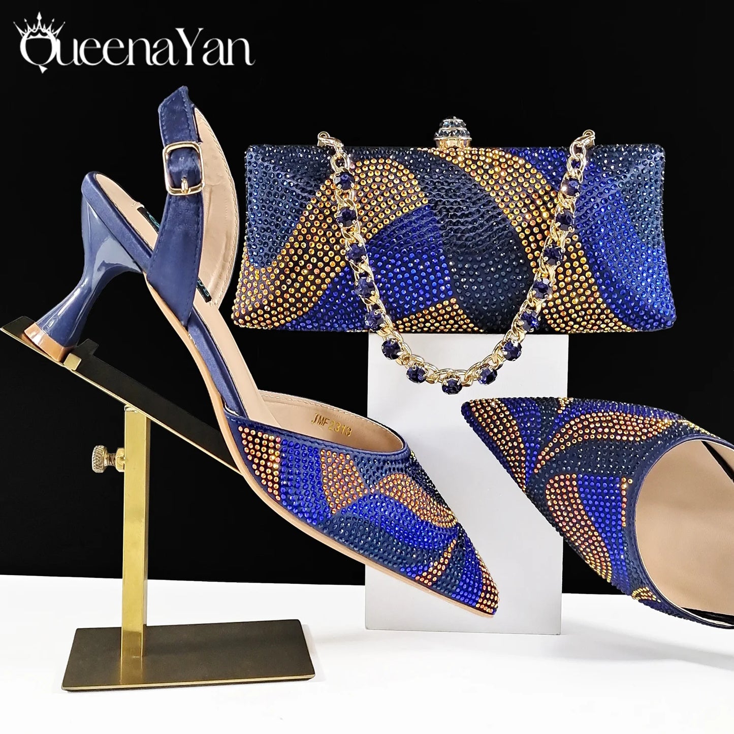 Festive Elegance Spot Goods Dazzling Heels and Chic Long Bag Clutch Perfect Combination Of Shoes And Bag for Special Occasions