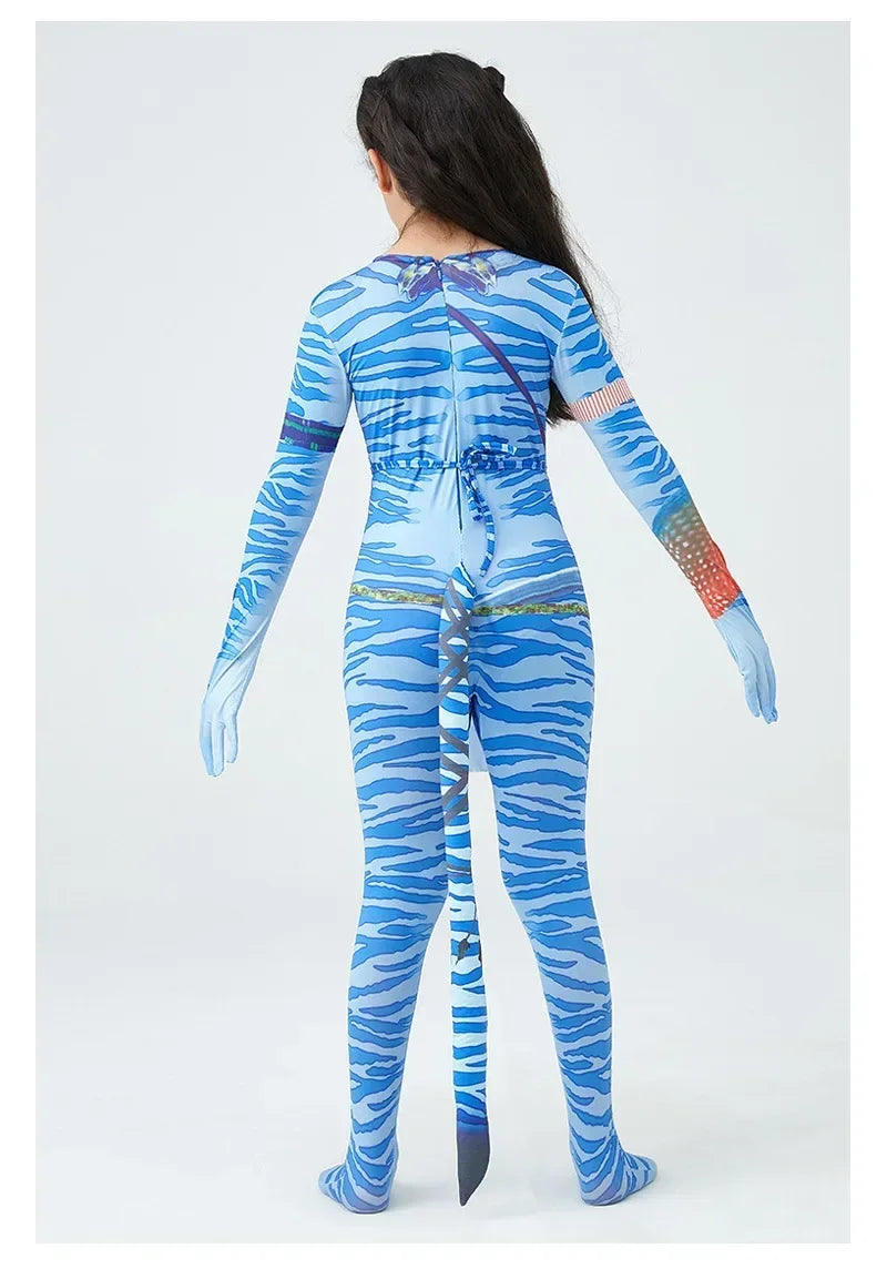 Boy Girls Halloween Cosplay Avatar Costume Kids The Way of Water Neytiri Alien Cosplay Hero One Piece Tight Fitting Clothing