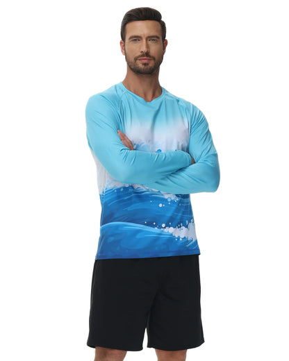 Men's Summer Fishing Shirt for Beach Vacation Swimming T-shirt, Quick-dry UPF 50+ Rash Guard Breathable Top for Board Sports