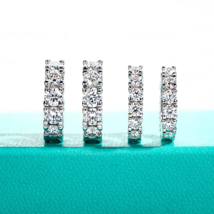 2.6cttw(3mm)/6cttw(4mm) D Color Moissanites Hoop Earrings 925 Sterling Silver Luxury Huggie Earring for Women Jewelry