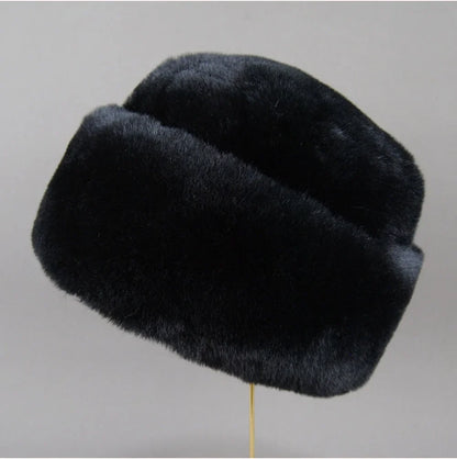 New Winter Outdoor Women Fake Real Rabbit Fur Hat Natural Warm Rabbit Fur Bomber Hats Male Quality Fake Rabbit Fur Caps