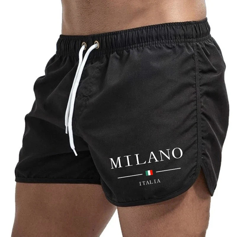 2026 Summer Men's Beach Shorts Urban Print Beach Trunks Jogging Casual Pants Quick Drying Swimming Homme Surf Lightweight Shorts