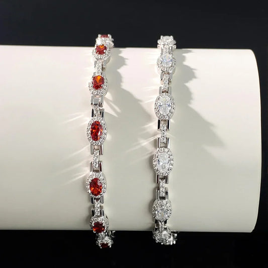 Bracelet de tennis entièrement en moissanite ovale 3x5mm, peut passer le test de diamant, en argent S925, bijoux de luxe étincelants pour femmes