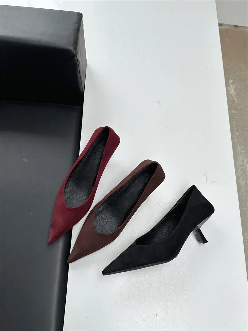 2024 Autumn Pointed Toe Women Sexy Shallow Slip On Pumps Shoes Fashion Thin High Heel Ladies Elegant Dress Shoes Mujer