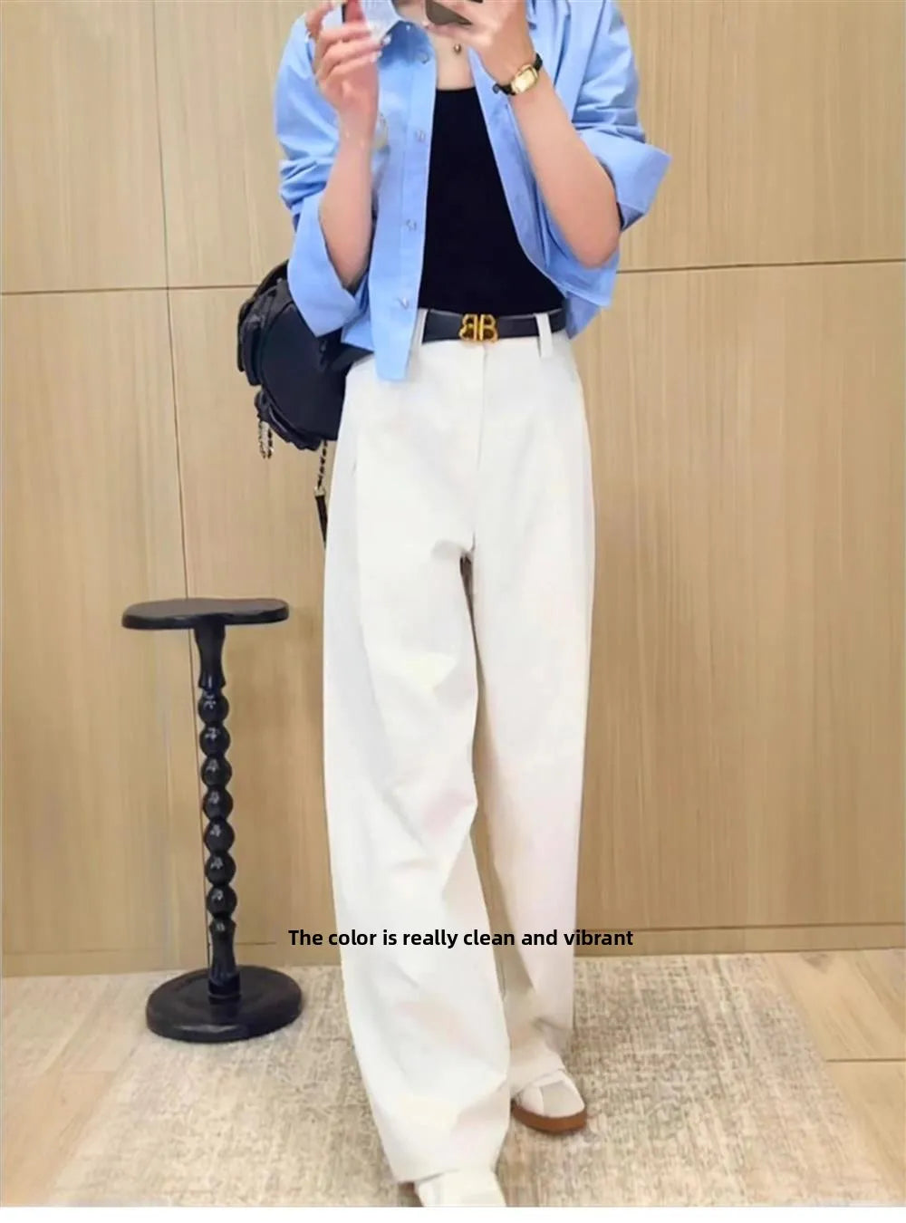 Khaki Casual Pants Women plus Size 200 Pou Loose Straight Leg High Waist Slimming Wide Leg Pants Commute Sle Korean Version
