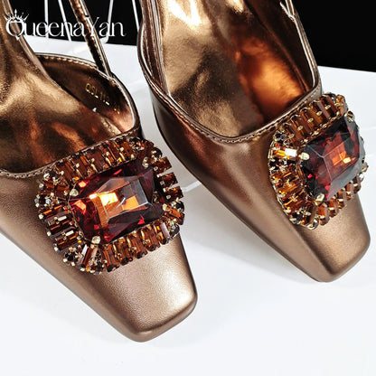 2025 Nigerian Banquet Shoes and Bag Set Fashion Ladies Matching Shoes and Bag High Heels Wedding Party Coffee Color