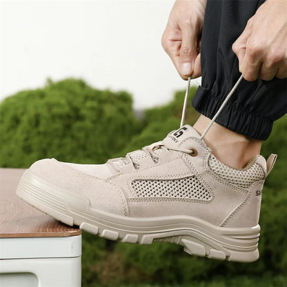 Fashion 2025 Plastic Toe Summer Breathable Labor Shoes Composite Toe Cap Indestructible Work Safety Boots Sneakers Male Footwear