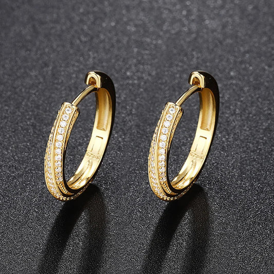 Sparkling Full 1mm D Color Moissanite Hoop Earrings for Women Girls S925 Silver All Diamond Earring Small Ear Buckle Gift