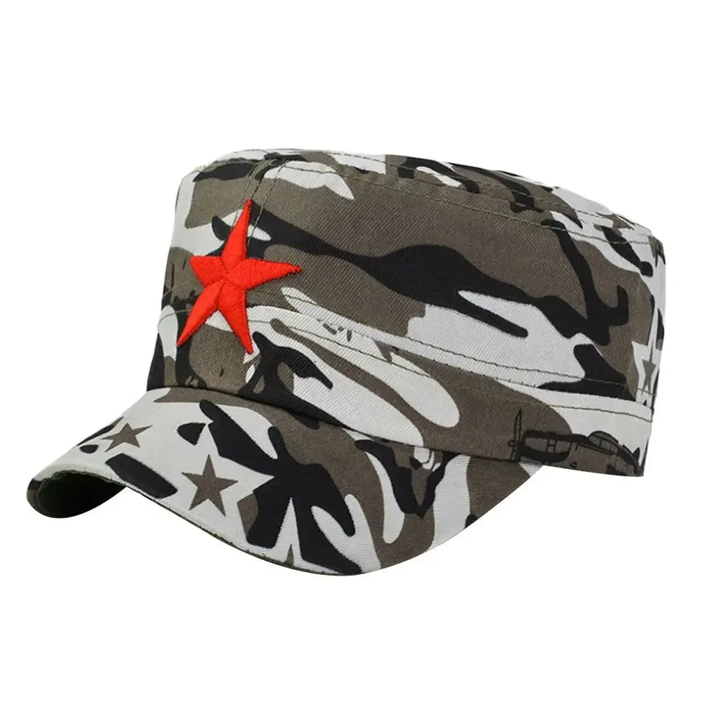 Unisex Cotton Men Cap Spring Summer Beach Outdoor Street Street Cool Church Sunhat Flat Top Hat With Red Star Dropshipping