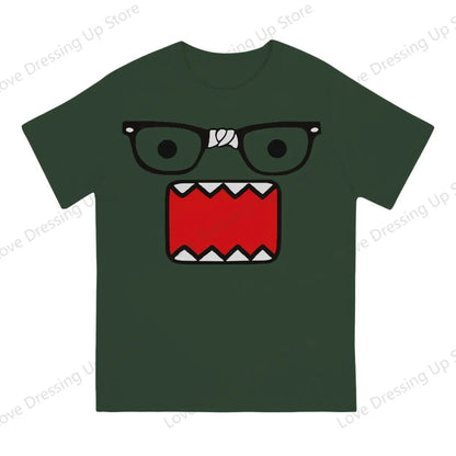 Domo Kun Print Funny Short Sleeved T-shirt Men Women Versatile  Couple Tops