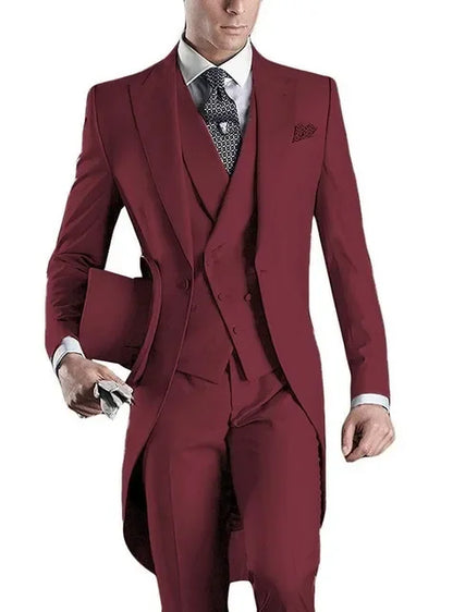 Costume Homme 3 Pieces Fashion Tuxedos Groom Wedding Men Suits Tuxedo Terno Masculino De Pour Hommes Blazer (Jacket+Pants+Vest)
