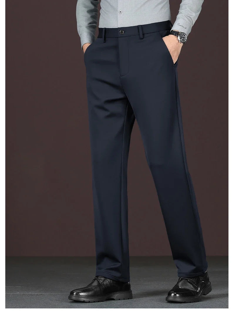 Men's New Loose Straight Leg Elastic Formal Pants, Business Tiger Head Western Style, All Seasons, Casual & Formal Wear