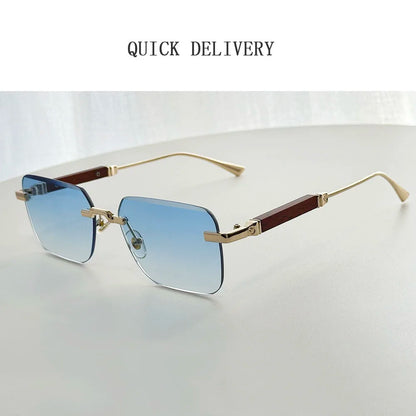 Rimless Sunglass Men Vintage 2025 Fashion Glasses Square Sunglasses Women Trendy And Fashionable Gafas De Sol Hombre Zonnebril