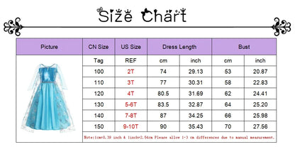 Elsa Dress for Girls Elsa Mesh Long Dress Costume Children Kids Carnival Snow Queen Cosplay Dress Purim Birthday Party Ball Gown