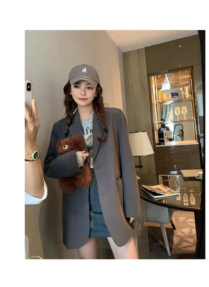 Ladies' Lazy Style Hot Sale Of The Season Early Autumn Korean Version Design Large Slit Small Size Suit Jacket Casual Elegant...
