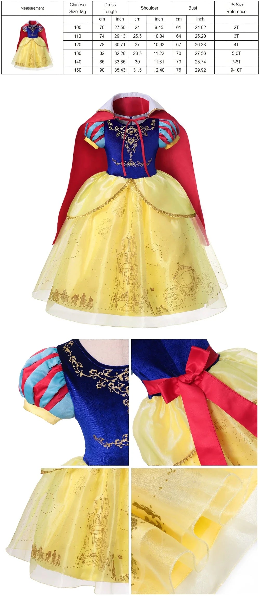 Muababy Princess Dress for Girls Aurora Belle Elsa Jasmine Cosplay Costume Party Halloween Carnival Outfit Kids 2-8Y Vestido