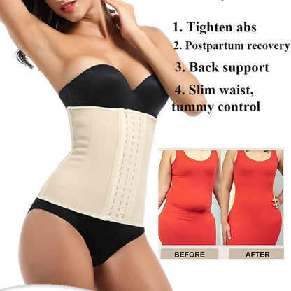 Waist Trainer corset Latex Women Plus Size Waist Cinchers Body Shaper Tummy Control  Fajas Colombianas with Hooks Slimming Belt
