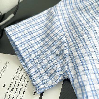 New Boys Clothing Children Summer Set Kids Plaid Shit Embroidered Tie Shorts 2pcs/suits Children Fashion Tracksuits 0-5Year