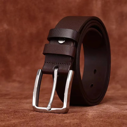 3.8CM Thick Cowhide Genuine Leather Casual Belt Men Pin Stainless steel Buckle High Quality Retro Luxury Male Strap Cintos