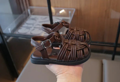 New Sandals Summer Children's Woven Casual Baby Shoes Girls Beach Shoes Slipper Baby Girl Shoes Size 22-31