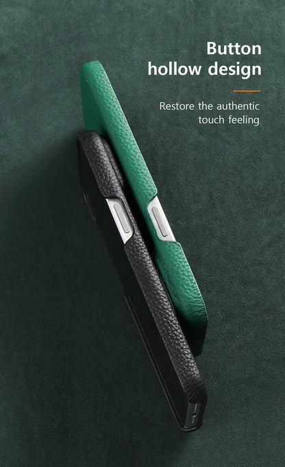 Natural Cowhide Leather for Magsafe Case for iPhone 16 15 Pro Max Promax 15Pro 16Pro Luxury Magnetic Phone Back Cover
