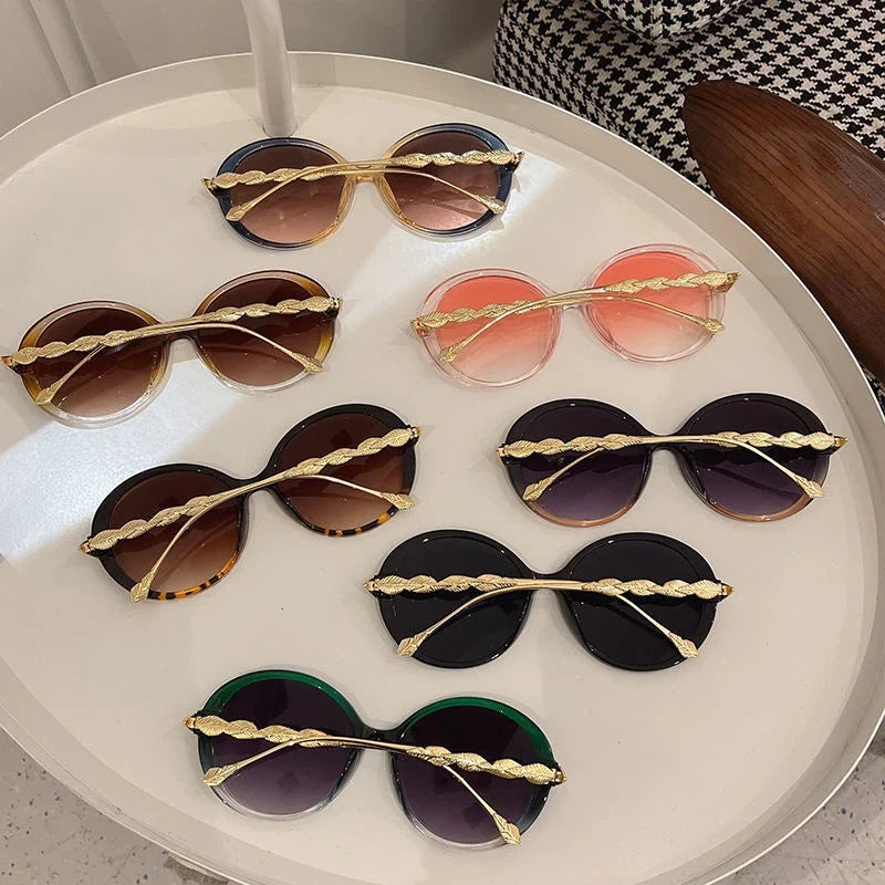 Round Sunglasses Women 2023 Oversized Luxury Fashion Glasses  Vintage Shades Retro Lunette De Soleil Femme Gafas De Sol Mujer