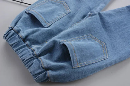 2-5 Years Spring Autumn Comfortable Casual Boys Clothing Set 2 Color Cartoon Car Full Sleeve Shirt + Jeans 2Pcs Outfit For Kids