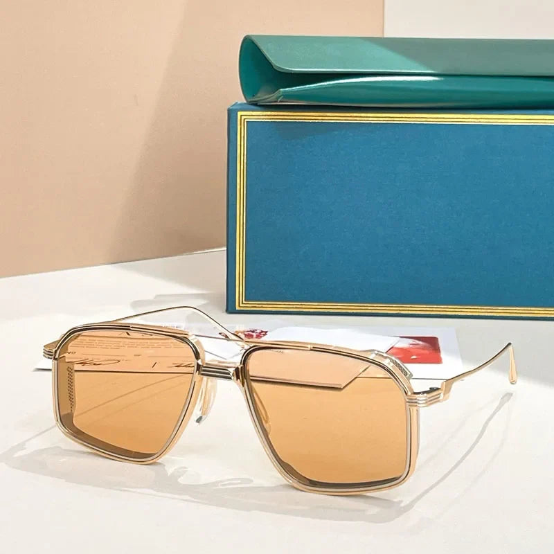 Jagger Limited Edition Sunglasses Square Metal 10th Anniversary Handmade Double Bridge Alloy Gradient UV400 High Quality Glasses
