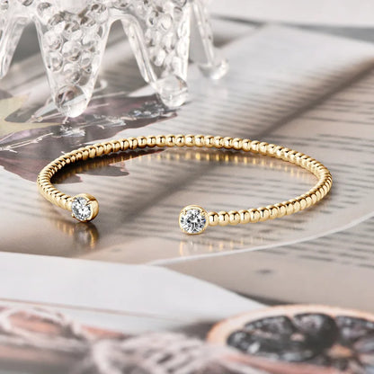 1CTTW 18k Plated Moissanite Bangles for Women 100% Solid S925 Silver Stackable Jewelry Adjustable Lab Diamond Bracelets