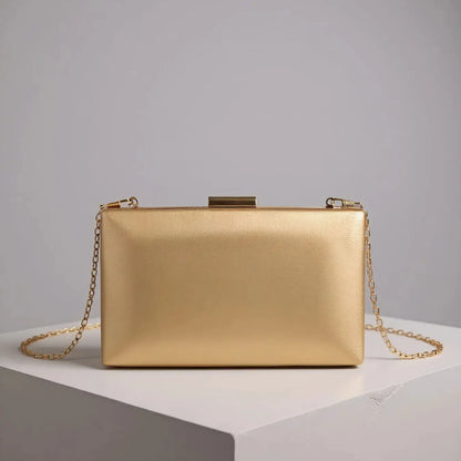 PU Fashion Female Evening Bags Golden Luxury Small Clutch Chain Shoulder Flap Design Handbags Purse
