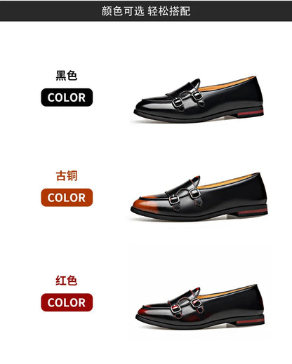 Spring Summer New Cow Leather Shoes for Men Buckle Designer Loafers Male Solid Color Big Size Fashion Business Casual Shoes Man