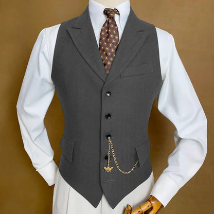 Men Vest Mossy Green Herringbone With Lapel Single Button Waistcoat For Wedding Party Business Work Daily Casual Men Suit Vest