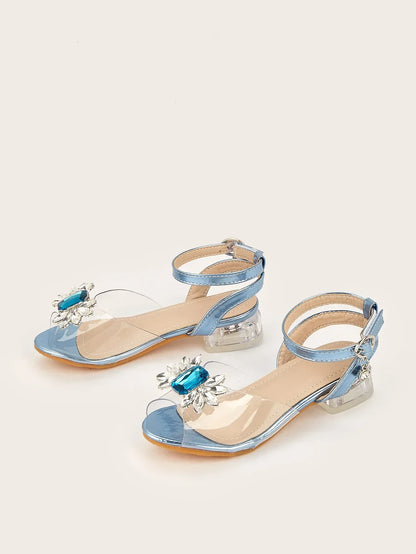 New Children's Shoes Crystal High Heels Girls' Baby Rhinestone Princess Shoes Fashion Transparent Kid's Sandals