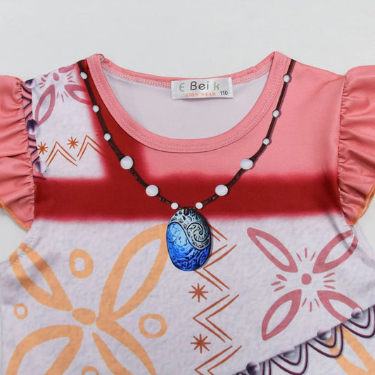 Summer Moana Princess Dress 3D Print Casual Frock for Little Girls Role Play Wonderland Trip New Vaiana Costume Gown 2-10Yrs