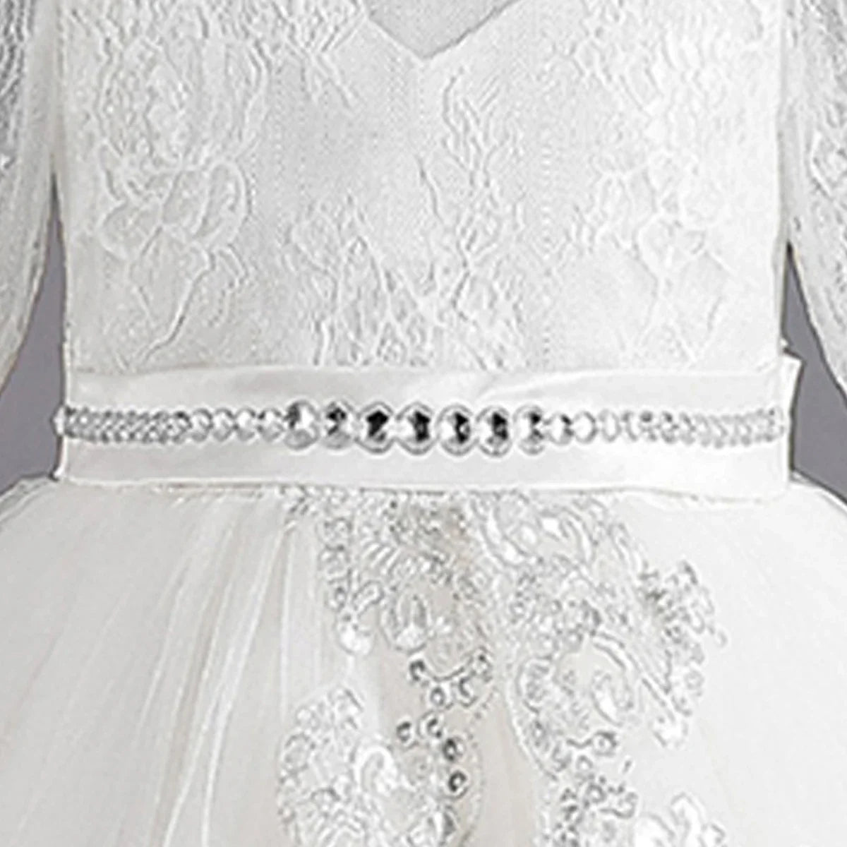 Long Sleeve Baptism Bridesmaids Party Girl Dresses Tulle Wedding Costumes Elegant Flower Princess Dress Girls Birthday Prom Gown