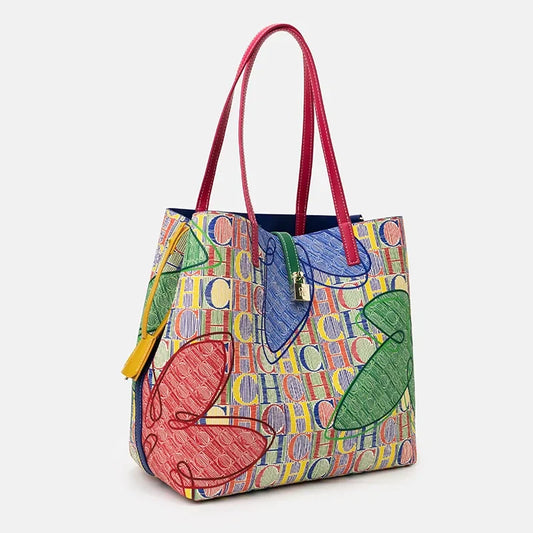 Women's Handbag Fashion Letter Printed Flower Design Large Capacity High End Texture Crossbody Bag
