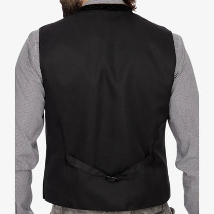 Men Vest Black Suede Velvet High Neck Single Breasted Waistcoat For Wedding Banquet Business Work Casual Daily Men Suit Vest