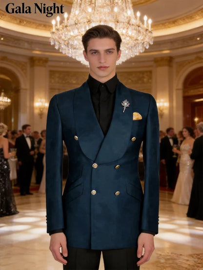 Mens Mint Green Double Breasted Blazer Slim Fit Shawl Collar Formal Sport Coat with Gold Buttons for Groom Prom Business Casual