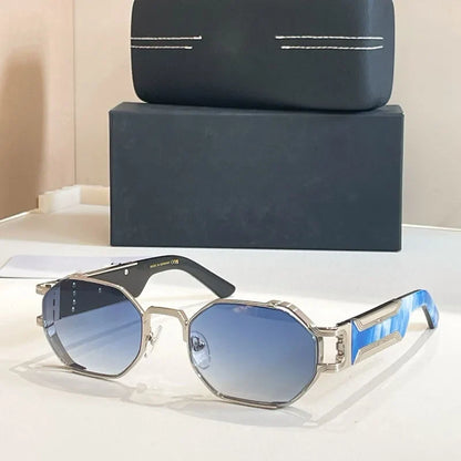 New Fashion Street Polygon Sunglasses Alloy Acetate for Men Women Classical High Quality UV400 Vintage Original Design with Case