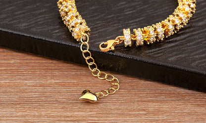 Fashion Gold Plated Chain Bead Bracelet for Women Colorful Crystal Zircon Heart Shape Charm Wedding Party Jewelry Gifts