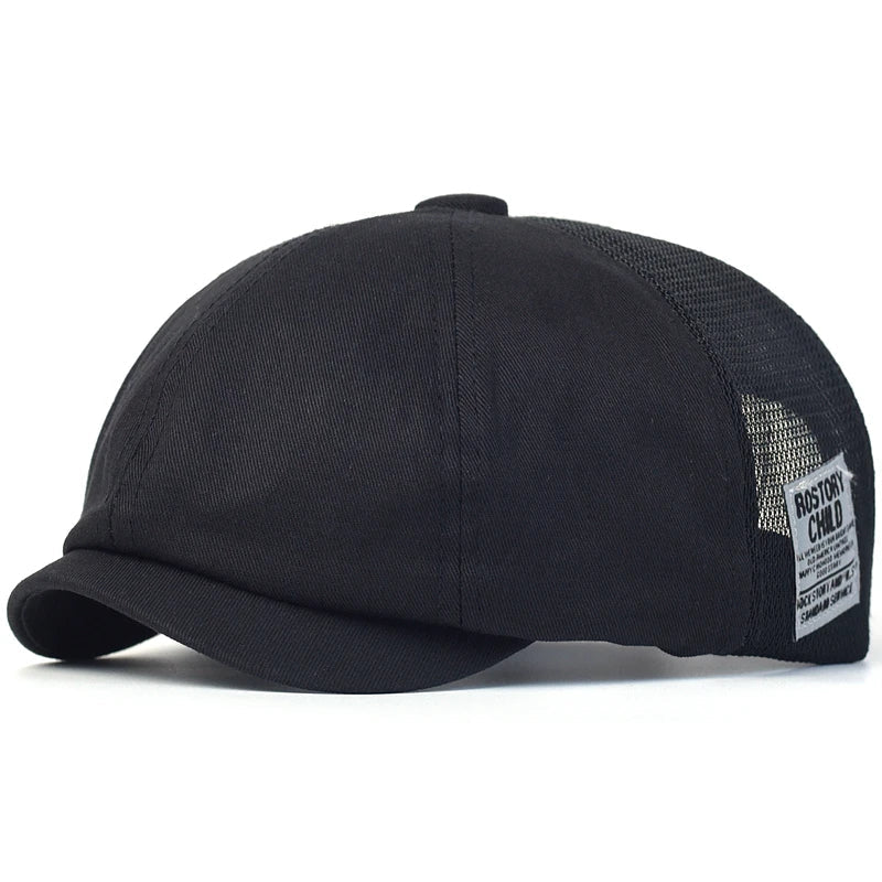 Summer Mesh Newsboy Cap Breathable Cotton Peaky Octagonal Hat Vintage Casual Cap Solid Berets Visor Gatsby Flat Ivy Hat
