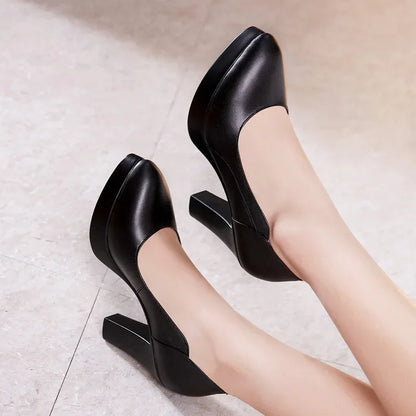 Small Size 32-43 Elegant Formal Court Shoes Women Pumps 2026 Spring Block High Heels Shoes Shallow for Office Model Wedding