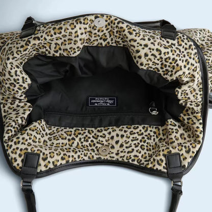 Women Leopard Print One Shoulder Armpit Bag Embroidered Letter Large Capacity Tote Bag Ladies Drawstring Versatile Underarm Bags