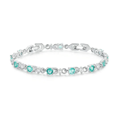 Authentic Luxury Multi-color Zircon Bracelet Rose Gold Color Chain Link Bracelet for Women Birthday Crystal Jewelry