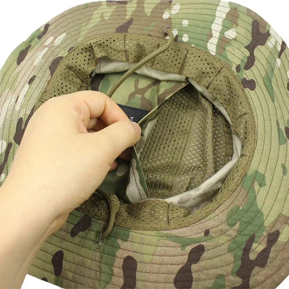 New Tactical Camouflage Boonie Cap Wide Brim Hat Men Outdoor Sports Fishing Hiking Hunting Sunshade Hat Foldable Soft Hat